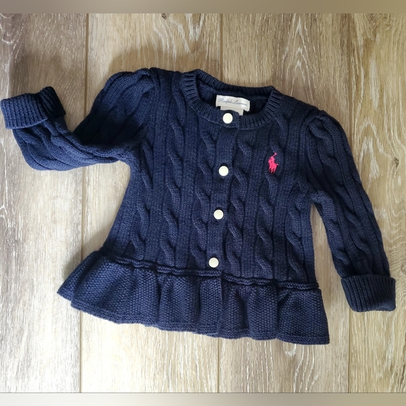 Ralph Lauren Other - Ralph Lauren Navy Blue Cable Knit Baby's Cardigan size 6M